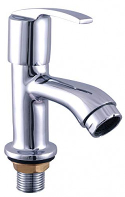 SHIP`N`SAND Brass Pillar Cock/Foam Flow Tap/Basin Tap/Faucet/Bathroom Basin Taps/Kitchen and Bath Fixtures (WF-03, Silver, Chrome Finish)