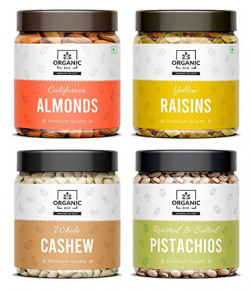 Organic Box Dry Fruits Combo Pack - (250g * 4) 1kg (Almonds Cashews Pistachios Raisins) - for Every Occasion and Gift, Healthy Routine Diet