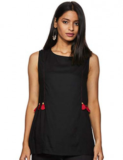 Indigo Women's Cotton Shirt Kurta (SS20/IND-1613_Black_Medium)