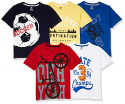 Cloth Theory Boy's Regular T-Shirt ((Pack of 5)_Multi 1 6-7 Years)