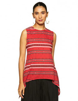 Amazon Brand - Myx Women's Regular Fit Short Kurti (XHOSA-03_Red X-Large)