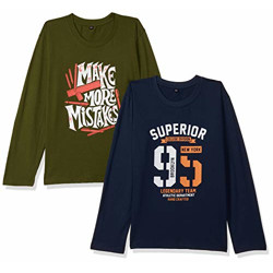 T2F Boy's Plain Regular fit T-Shirt (Pack of 2) (BYS-TSRT-FS-01_Multicolor1 9-10 Years)