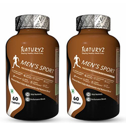 Naturyz Men's Sport Advanced Daily Multivitamin (55 Nutrients, Vitamins, Minerals, Amino acids, Enzymes, Antioxidants, Herbal Extracts) 60 Tablets Each (Pack of 2)