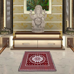Radhey Radhey Designer Cotton Pooja Mat/Asaan/Meditation Mat-22x22 Inches (Design-2)