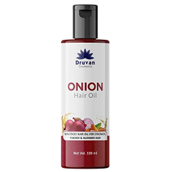 Druvan Cosmetic Onion Non Sticky Hair Oil For Stronger, Thicker & Glossier Hair, Moisturizer & Softener for Hair | 100% Pure & Natural For Men And Women (100ml)