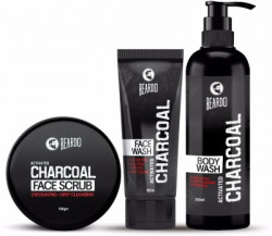 BEARDO Charcoal Combo - Face Scrub, Face Wash & Body Wash ( Set of 3 )(3 Items in the set)