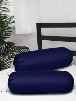 Home Elite Striped Bolsters Cover(Pack of 2, 40 cm*75 cm, Blue)