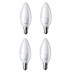 Philips 2.7-Watt 250-lumen Frosted Candle E14 Base (Warm White, Pack of 4) - Decorative, Ambience for Chandeliers, Wall Lights, Desk Lamps, Floor Lamps