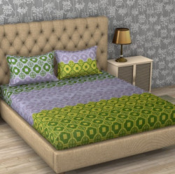 IWS 104 TC Cotton Double Printed Bedsheet(Pack of 1, Multicolor)