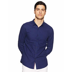 Spykar Men's Solid Slim Fit Casual Shirt (MSH-02AH-029_Ink_X-Large)