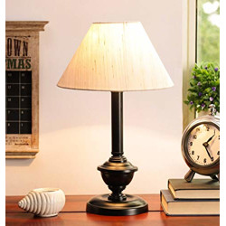 tu casa Ntu-83 Off White Cotton Shade Table lamp with Metal Base by tu casa Holder Type b-22 (Bulb not Included)