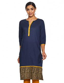 Amazon Brand - Myx Women's Cotton Straight Kurti (AJST09C_Indigo_M)