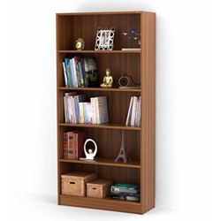 Bluewud Alex Wall Book Shelf/Home Decor Display & Storage Rack Cabinet Unit (Walnut, 5 Shelves)