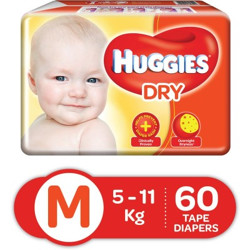 Huggies New Dry Tape diapers - M(60 Pieces)