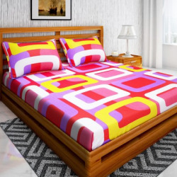IWS 104 TC Cotton Double Printed Bedsheet(Pack of 1, Multicolor)