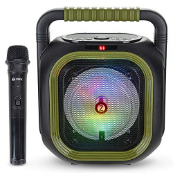 Zoook Rocker Thunder Bolt 30W Bluetooth Party Speaker with Wireless Karaoke Mic/TF/USB/AUX LED Lights, Green
