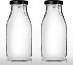 KAPDOLIYAS Hygenic Air Tight Water/Milk Bottle 1000 ml Bottle(Pack of 2, Clear, Glass)
