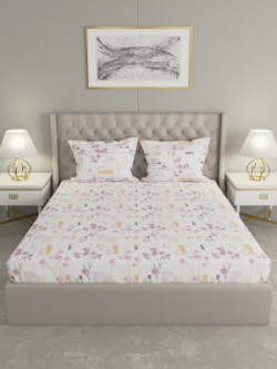 Raymond Home 104 TC Cotton Double Floral Bedsheet(Pack of 1, Pink)