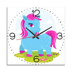 WENS Silent Non-Ticking Battery Operated Kids Wall Clock Unicorn Print (28x28 cm)