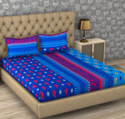 IWS 104 TC Cotton Double Printed Bedsheet(Pack of 1, Multicolor)