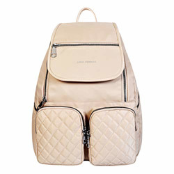 Lino Perros Pink Colored Quilted Backpack for Women (BEIGE)