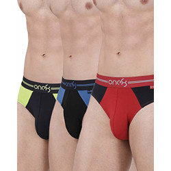 one8 by Virat Kohli Men's Solid Brief (Pack of 3) (204N1_Brick Red/Black/Navy_x-Large)