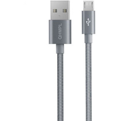 QUANTUM F3 1.5m Tough & Durable Nylon Braided 2.4 A 1 m Micro USB Cable(Compatible with Mobiles, Tablets and All USB Charging Devices, Silver, One Cable)