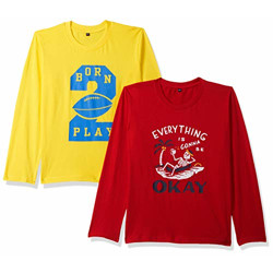 T2F Boy's Printed Regular fit T-Shirt (Pack of 2) (BYS-TSRT-FS-02_Multicolor2 5-6 Years)