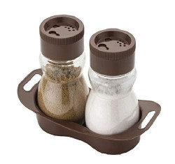 Krifton Plastic Salt & Pepper Shakers/Masala Dabbi with Stand for Dining Table (Multicolor)