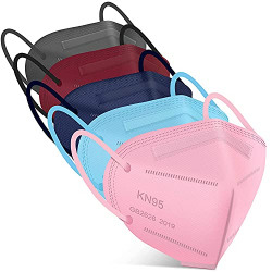 Sky Vogue Multicolored K95 Mask, (Pack of 50) 5 Layer Nonwoven Fabric Face Mask, Reusable, Washable to Protect Mouth Droplets, Dust and Pollution Mask For Men, Women,
