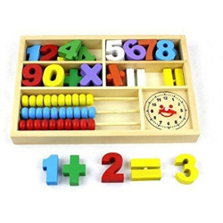 Generic Digital Mathematic Abacus Learning Box Clock Multifunctional Wooden Educational Toys(Multicolor)