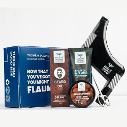 Bombay Shaving Company Grooming Gift Set for Men | Beard Grooming Kit for Men| Perfect gift for Men, Husband, Boyfriend | Charcoal Face wash, Beard Growth Oil, Beard Softener,Beard, Brush Comb, Scissors | Gift Set for Father's Day