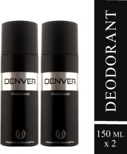 DENVER Black Code Body Deodorant Spray  -  For Men(300 ml, Pack of 2)