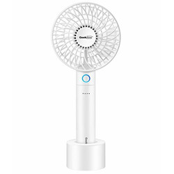 Geek Aire 4 Inch Rechargeable Mini Fan with 2600 mAh Battery, 5 Speed Option and Table Dock (White)