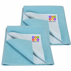 Bey Bee Dry Sheet for Single Bed (Blue, 100 X 140 cm Each) Combo Pack of 2