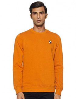 Amazon Brand - House & Shields Men's Cotton Blend Round Neck Sweatshirt (HSS-17_Desert Yellow_M)