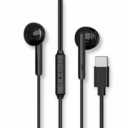 World Of PLAY WE65C Wired Earphone with Type-C Connector; Headsets with Mic & 14.2 mm EBEL Drivers with Heavy Bass Audio - Black, Large