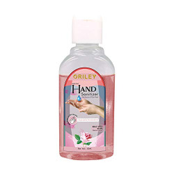 Oriley Instant Hand Sanitizer with 70% Isopropyl Alcohol, Neem, Tulsi & Aloe Vera Extracts Rinse-free Palm Cleaner (50 ml, Flowery Rose Fragrance)