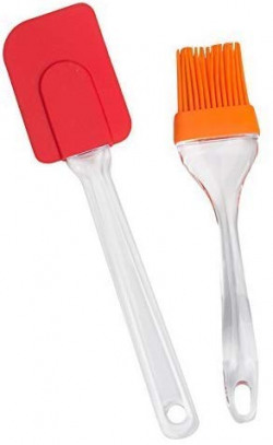 Goopz Silicone Spatula and Brush Set for Pastry, Cake Mixer, Decorating, Cooking, Baking, Silicone Spatula and Pastry Brush Set (Multicolour)