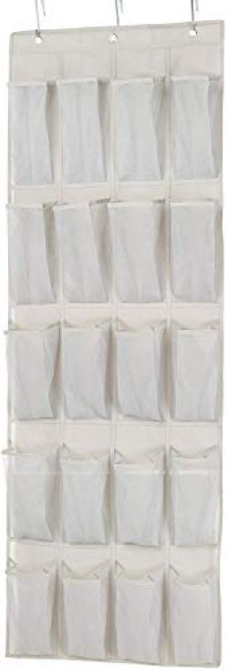 amazon basics 20 Pair Over-the-Door Shoe Organizer,White, Mesh fabric