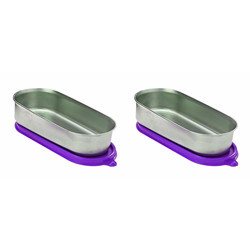 Signoraware Flat Container Oval Steel Container with lid, Set of 2, 650ml+650ml, Violet