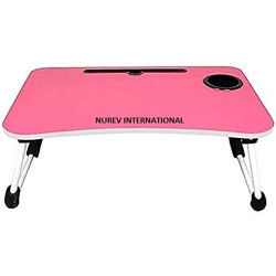 Nurev International Foldable Bed Study Table Portable Multifunction Laptop Table Lapdesk for Children Bed Foldabe Table Work Office Home with Tablet Slot & Cup Holder Bed Study Table { Pink}