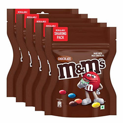 M&M's Milk Chocolate Candies, 75 g Pouch (Pack of 5)