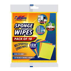 F A B L A S Sponge Wipe Large - Wipe n Shine Cellulose Sponge/Mop Premium Multipurpose Multicolour (Pack of 10)