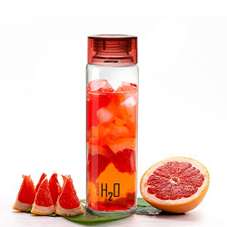 Cello H2O Glass Fridge Water Bottle with Plastic Cap | Leak Proof & Break-Proof | Wide Mouth & Easy to Clean | Best Usage for Office/School/College | 920ml | Red