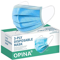 OPINA 3 ply Surgical disposable face mask With Nose Clip Certified by CE, ISO & GMP with Bacterial Filtration (Pack of 50)