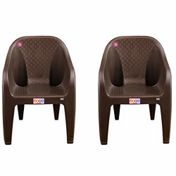AVRO Plastic Chairs | Set of 2 | | Matt and Gloss Pattern | Plastic Chairs for Home, Living Room| Bearing Capacity up to 200Kg | Strong and Sturdy Structure | 1 Year Guarantee, Brown