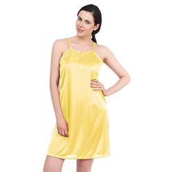 Fasense Women's Satin Dressing Gown (DP055I2_Yellow_Large)
