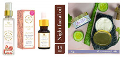 Just Herbs Kimsukadi Tail - Glow Boosting Facial Oil, Affair Fumitory-Liquorice Skin Brightening Cream and Steam Distilled Rose Water Facial Mist combo