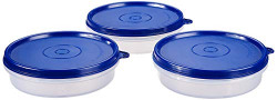  Solimo Plastic Lunch Box Set, 190 ml, Set of 3, Blue
